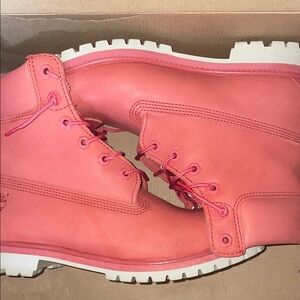 Timberland Pink and White Combat Boots